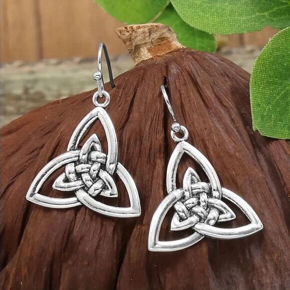 Jewelry - B1G1 Silver Celtic Knot Triquetra Dangle Drop Earrings